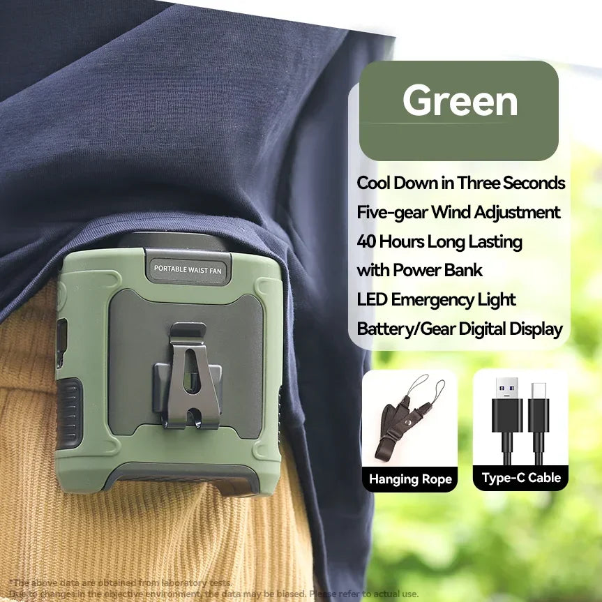 20000Mah Outdoor Portable Waist Fan Hanging Neck Fan Strong Wind with Power Bank LED Lighting for Sports Courier Outdoor Working