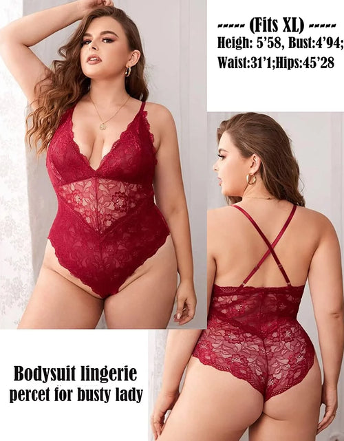 Load image into Gallery viewer, Women Lingerie One Piece Bodysuit Teddy One Piece Babydoll Red(Dark Red,Xxl)
