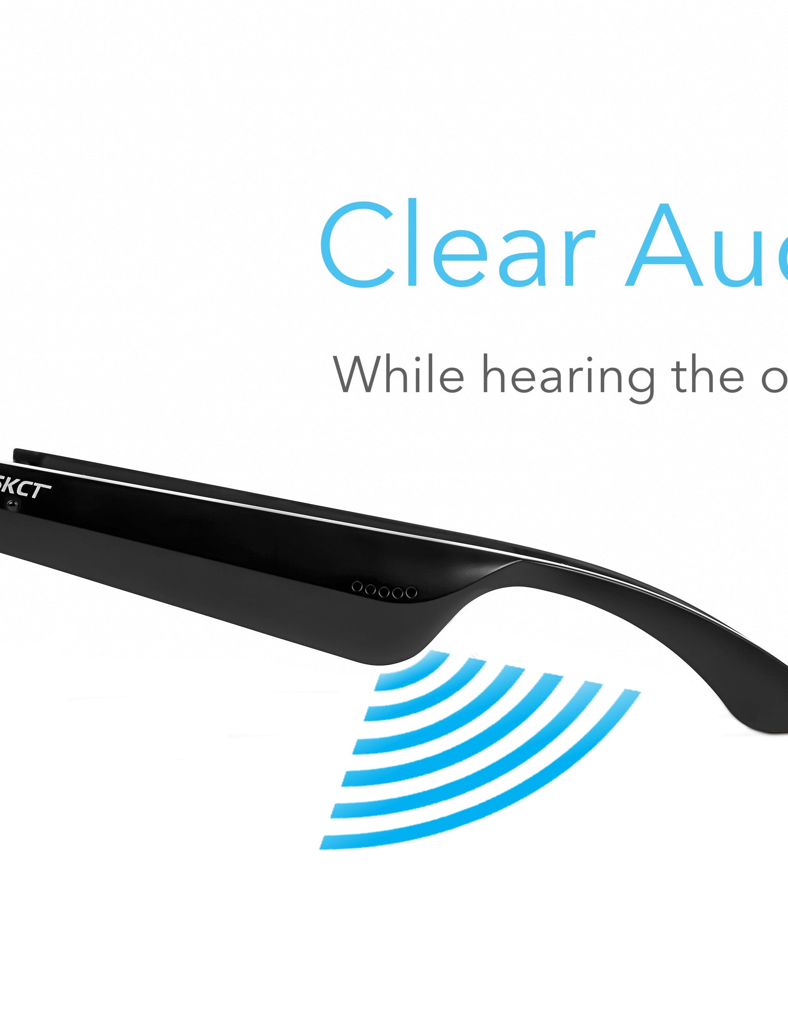 Smart Glasses, Bluetooth Sunglasses with Polarized Lenses, Bluetooth Audio & Hands Free Calling, Open Air Audio, Auto On/Off, Black with Black Lenses, 3 Styles Switchable Lenses