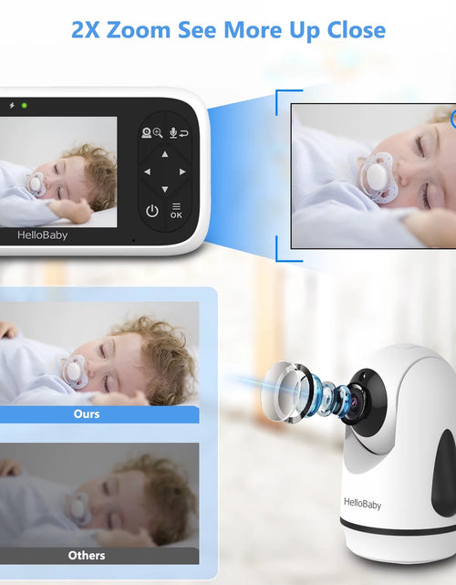 Load image into Gallery viewer, Baby Monitor-Hb6336 with Camera and Audio, 3.2&quot; IPS Color Display, Full Remote Pan Zoom, IR Night Vision, 1000 Ft. Range, Wall Mount, No Wifi Baby Camera Monitor
