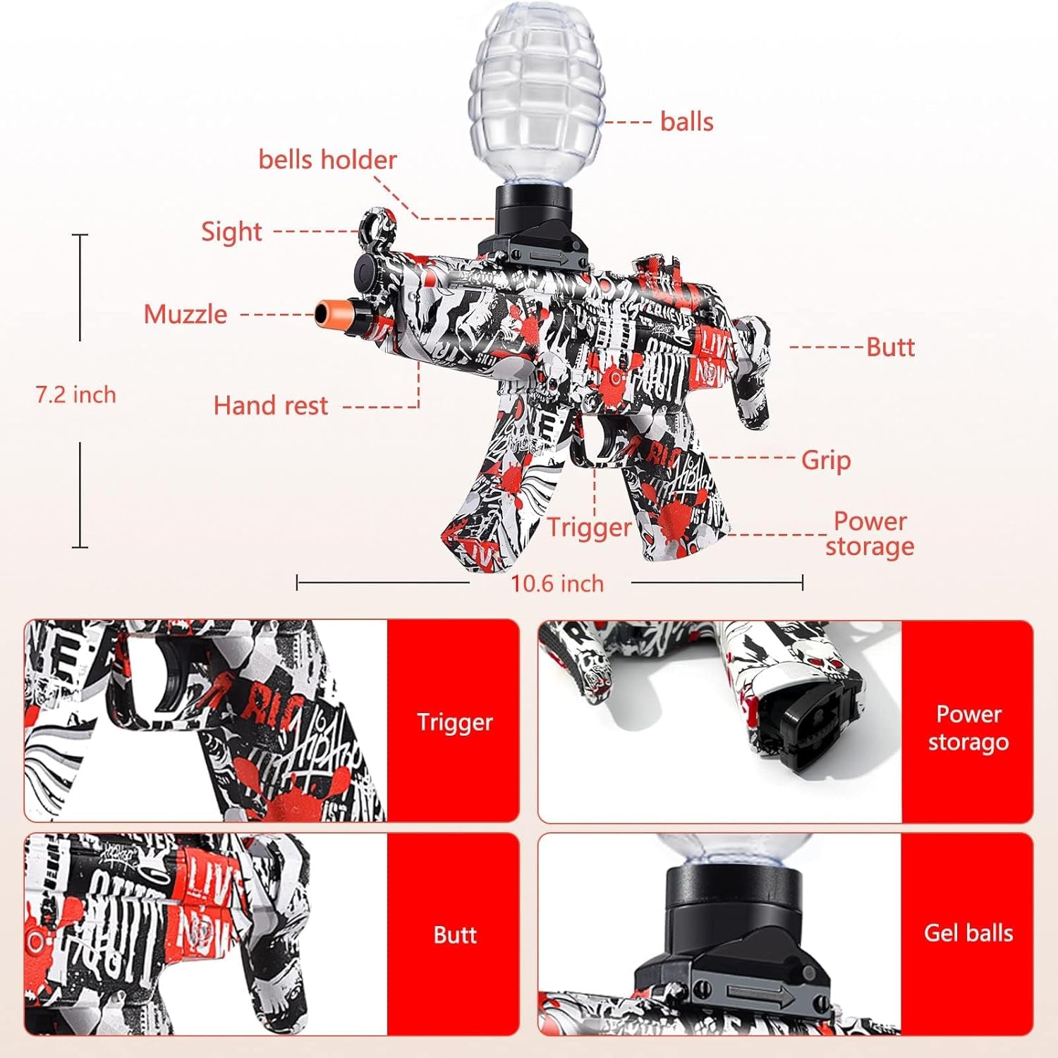 Electric with Gel Ball Blaster,Splatter Blaster Ball,With 35000+ Drops and Goggles,Outdoor Yard Activities Shooting Game,Ages 12+