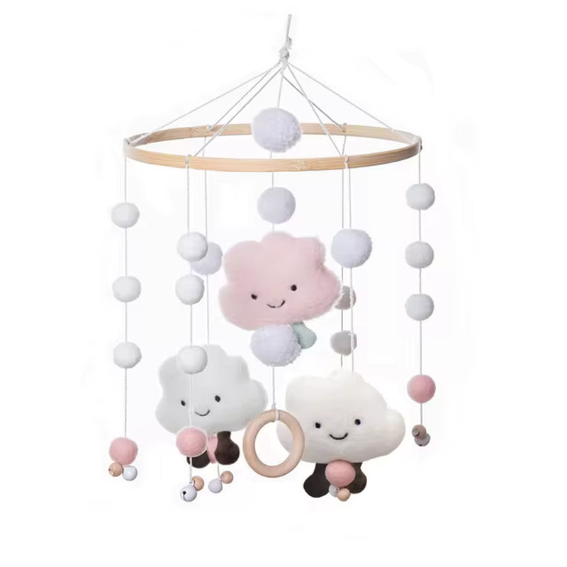 Baby Rattles Crib Mobiles Toy Cotton Rabbit Pendant Bed Bell Rotating Music Rattles for Cots Projection Infant Wooden Toys