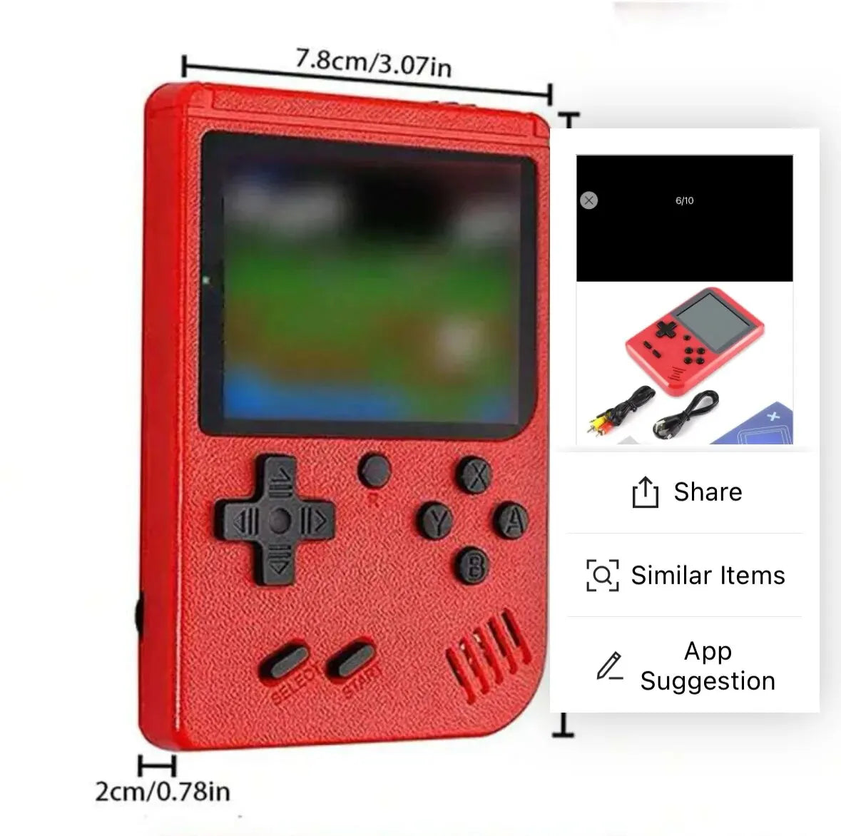 A Red Retro Classic Games Children'S Handheld Small Game Console with 400 Game Charging Can Be Connected to the TV