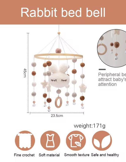 Load image into Gallery viewer, Baby Rattles Crib Mobiles Toy Cotton Rabbit Pendant Bed Bell Rotating Music Rattles for Cots Projection Infant Wooden Toys
