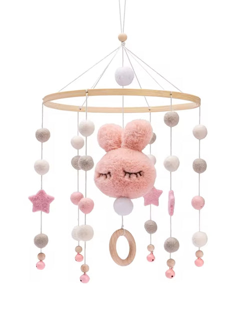 Load image into Gallery viewer, Baby Rattles Crib Mobiles Toy Cotton Rabbit Pendant Bed Bell Rotating Music Rattles for Cots Projection Infant Wooden Toys
