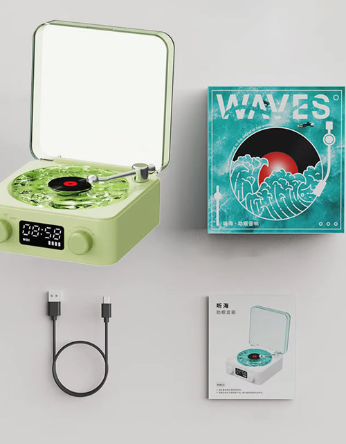 Load image into Gallery viewer, Waves Vinyl Player Bluetooth Speaker with White Noise Retro Turntable Speaker Sleep Aid Vitrola Shaped Speaker with RGB Light
