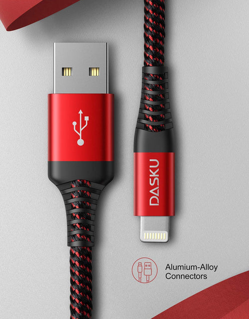 Load image into Gallery viewer, 3Pack 3FT Lightning Cable Certified Iphone Charger Cable Red Nylon Braided Fast Charging Cord Compatible with Iphone 13/12/11/Pro Max/X/Xs Max/Xr /8 Plus/7 Plus/6S Plus/6 Plus/Ipad
