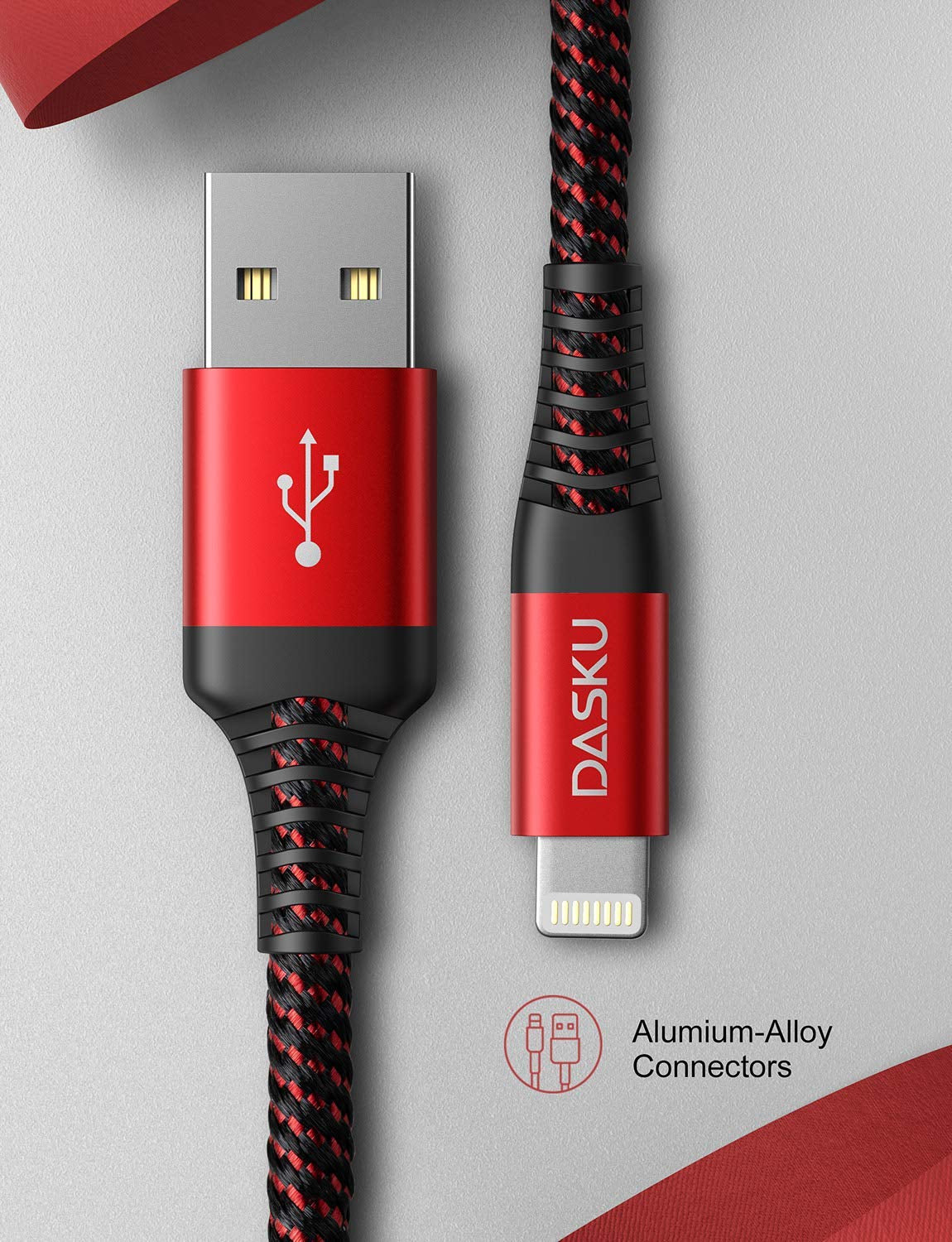 3Pack 3FT Lightning Cable Certified Iphone Charger Cable Red Nylon Braided Fast Charging Cord Compatible with Iphone 13/12/11/Pro Max/X/Xs Max/Xr /8 Plus/7 Plus/6S Plus/6 Plus/Ipad