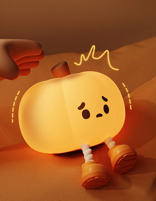 Load image into Gallery viewer, LED Night Lights Cute Pumpkin Safe Silicone Lamp USB Rechargeable Timing Bedside Decor Kids Baby Soft Nightlight Halloween Gift
