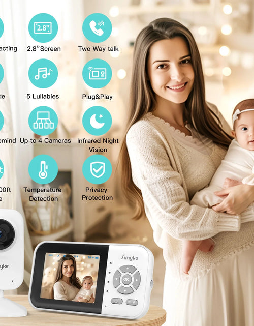 Load image into Gallery viewer, Upgrate Video Baby Monitor,Wifi Baby Camera,2.8&quot; LCD Display and App Control,1200Ft Long Range,2 Way Talk,Auto Night Vision,Sound Alert,Vox,Temperature Sensor 5 Lullabies Feeding Remind
