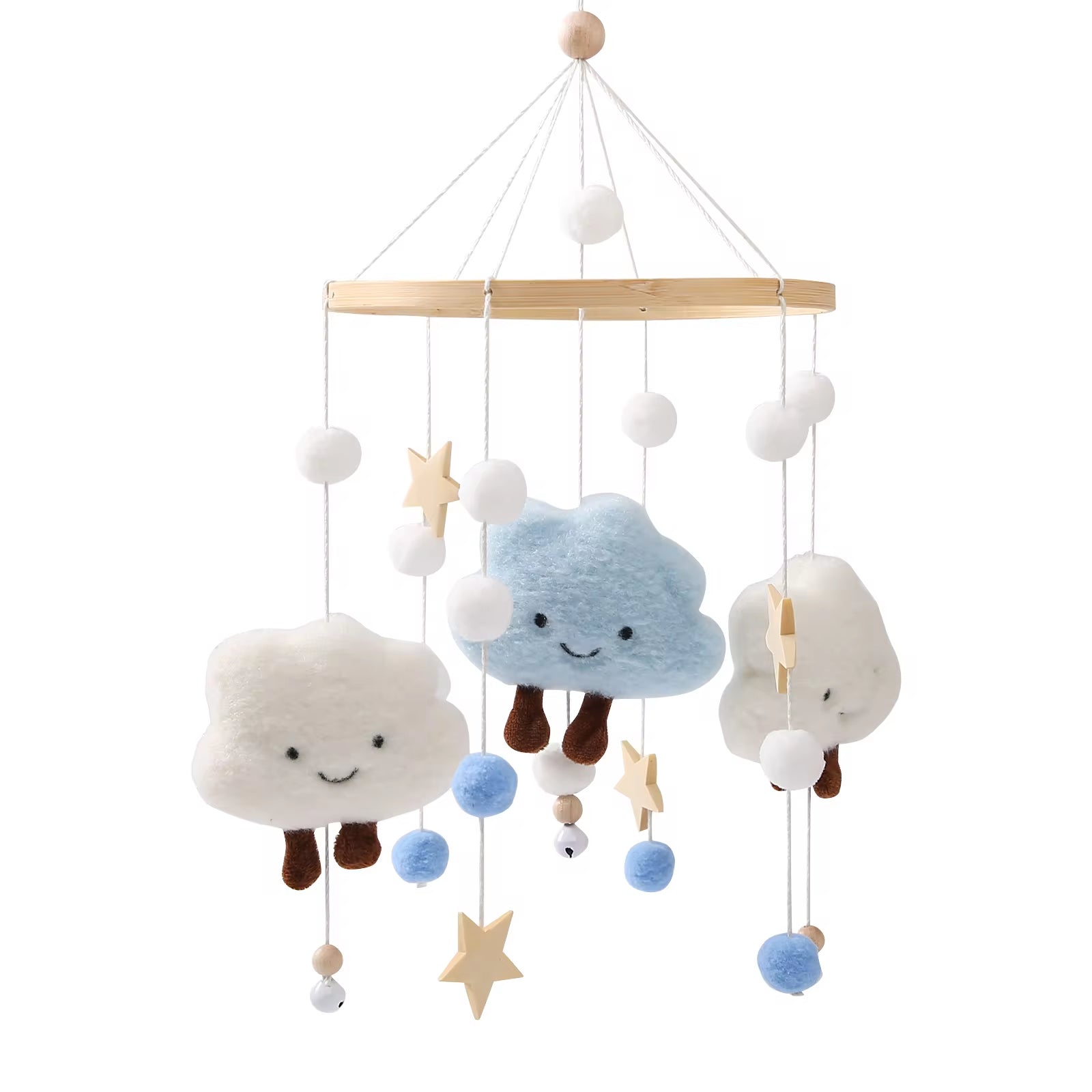 Baby Rattles Crib Mobiles Toy Cotton Rabbit Pendant Bed Bell Rotating Music Rattles for Cots Projection Infant Wooden Toys