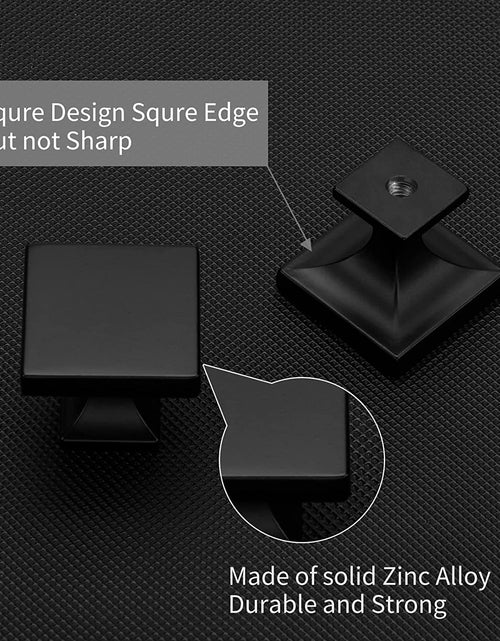 Load image into Gallery viewer, Black Cabinet Knobs Black Drawer Knobs 25Pack - HD6785BK Matte Black Kitchen Knobs Square Cabinet Knobs Black Drawer Knobs for Dressers Door Knobs
