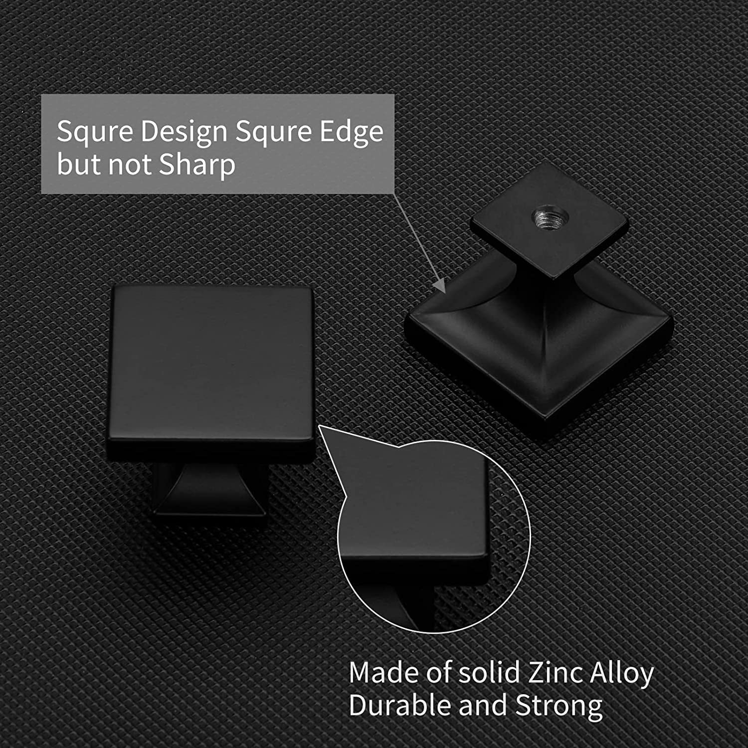 Black Cabinet Knobs Black Drawer Knobs 25Pack - HD6785BK Matte Black Kitchen Knobs Square Cabinet Knobs Black Drawer Knobs for Dressers Door Knobs