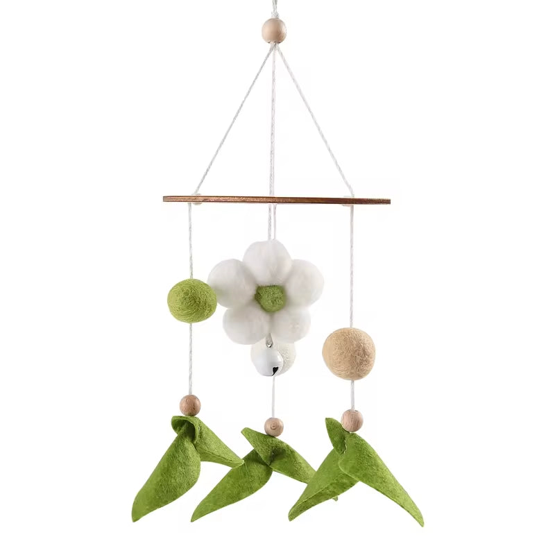 Baby Rattles Crib Mobiles Toy Cotton Rabbit Pendant Bed Bell Rotating Music Rattles for Cots Projection Infant Wooden Toys