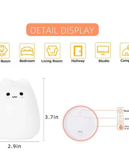 Load image into Gallery viewer, Mini Kawaii Popular Cat Baby Night Lamp 7-Color Pat Touch Color-Changing Eye Protection Bedroom Bedside Nightlight Gift Children
