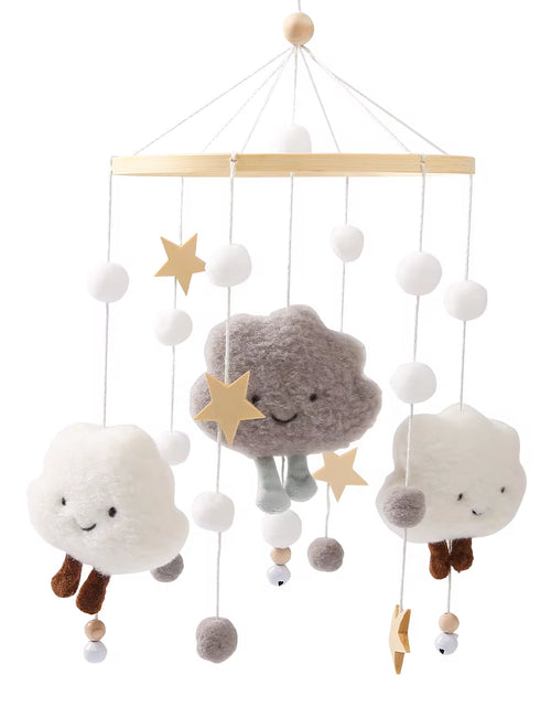 Load image into Gallery viewer, Baby Rattles Crib Mobiles Toy Cotton Rabbit Pendant Bed Bell Rotating Music Rattles for Cots Projection Infant Wooden Toys
