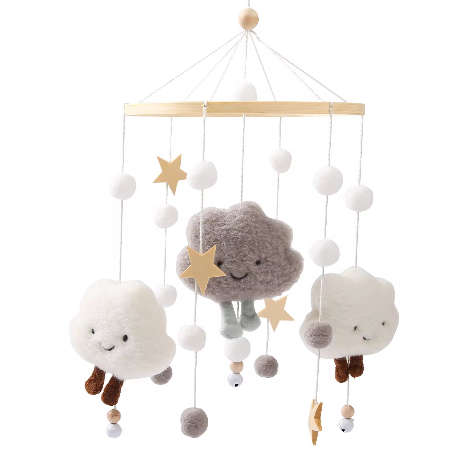 Baby Rattles Crib Mobiles Toy Cotton Rabbit Pendant Bed Bell Rotating Music Rattles for Cots Projection Infant Wooden Toys