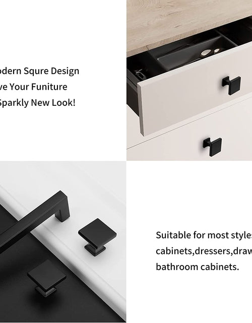 Load image into Gallery viewer, Black Cabinet Knobs Black Drawer Knobs 25Pack - HD6785BK Matte Black Kitchen Knobs Square Cabinet Knobs Black Drawer Knobs for Dressers Door Knobs
