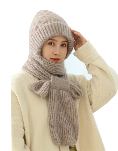 Load image into Gallery viewer, Women&#39;S Plush-Lined Acrylic Balaclavas Hood Scarf Hat Windproof Integrated Ear Protector Fashionable Winter
