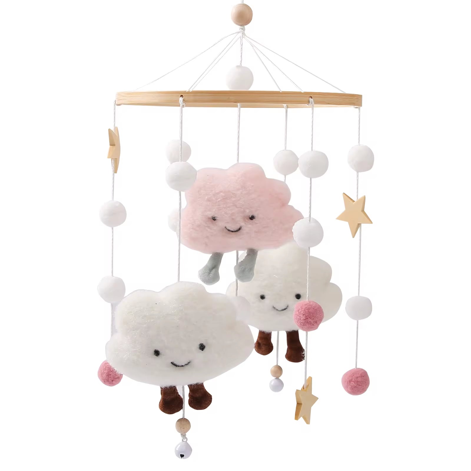 Baby Rattles Crib Mobiles Toy Cotton Rabbit Pendant Bed Bell Rotating Music Rattles for Cots Projection Infant Wooden Toys