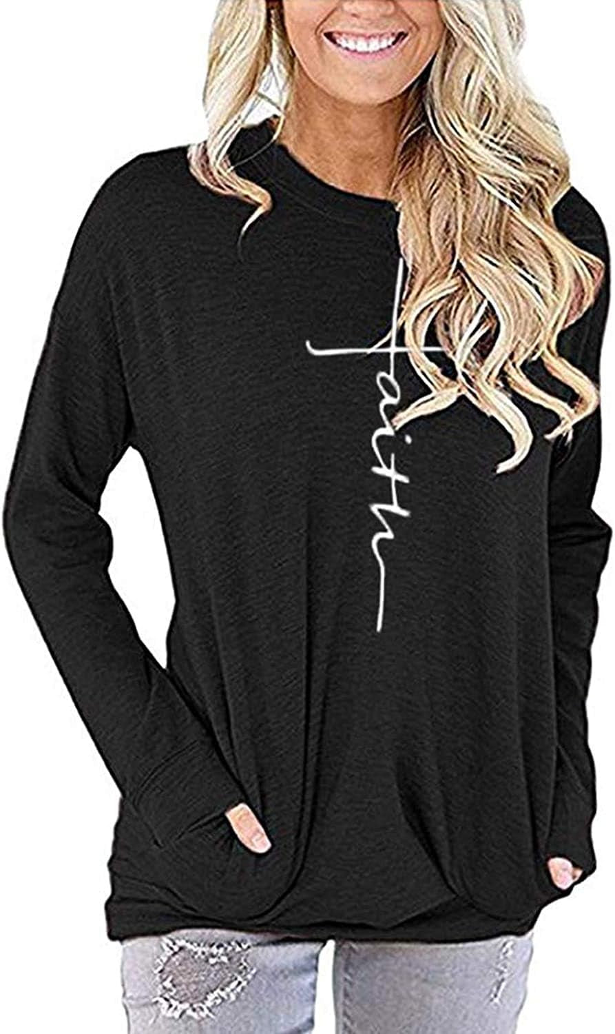 Womens Casual Long Sleeve Tunic Tops Crew Neck Shirt Blouses