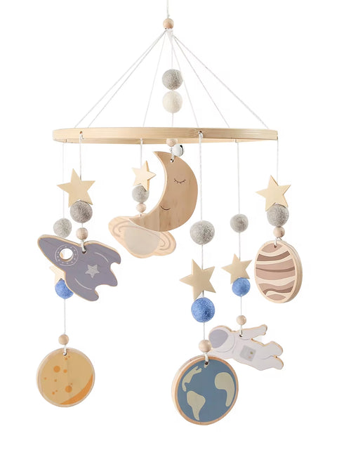 Load image into Gallery viewer, Baby Rattles Crib Mobiles Toy Cotton Rabbit Pendant Bed Bell Rotating Music Rattles for Cots Projection Infant Wooden Toys
