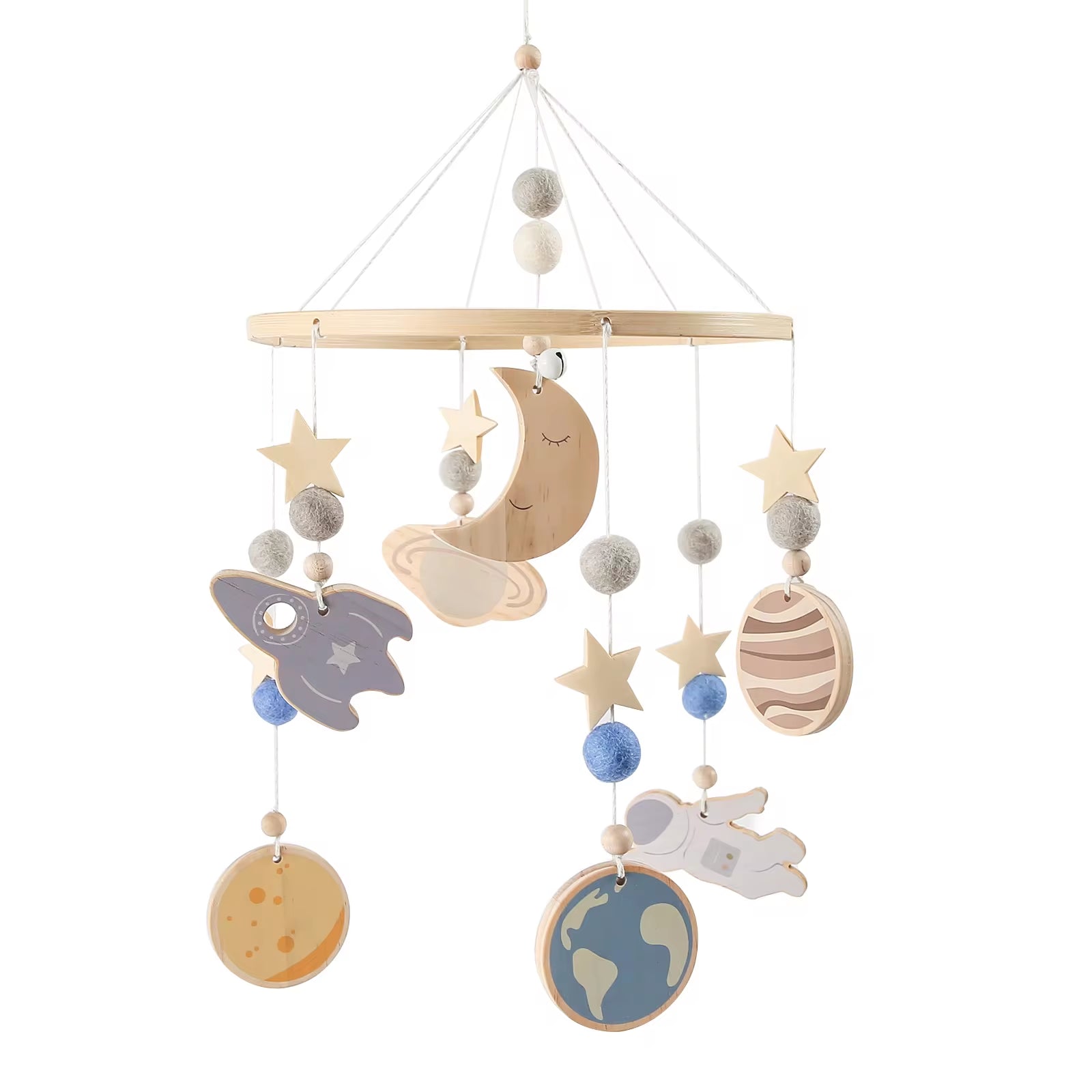 Baby Rattles Crib Mobiles Toy Cotton Rabbit Pendant Bed Bell Rotating Music Rattles for Cots Projection Infant Wooden Toys