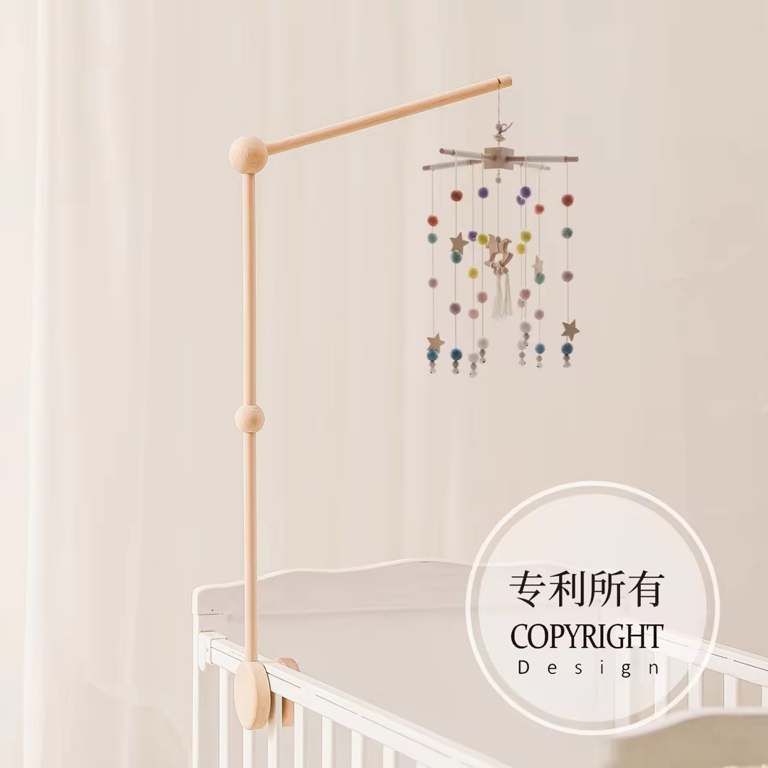 Baby Rattles Crib Mobiles Toy Cotton Rabbit Pendant Bed Bell Rotating Music Rattles for Cots Projection Infant Wooden Toys