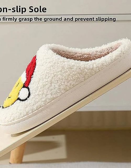 Load image into Gallery viewer, Smile Face Slippers for Women Men, Anti-Slip Soft Plush House Slippers with Memory Foam Slip Cute Cartoon Shoes Warmth for Indoor Outdoor（40/41)
