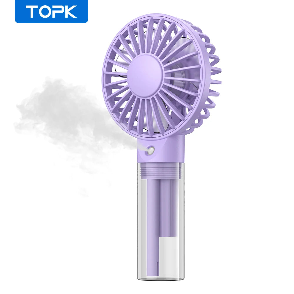 Portable Handheld Misting Fan 2000Mah Rechargeable Personal Mister Fan, Battery Operated Spray Water Mist Fan Foldable Mini