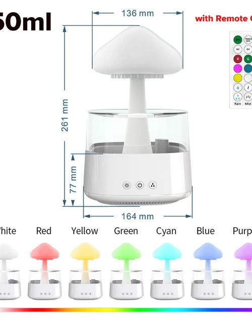 Load image into Gallery viewer, Mushroom Cloud Rain Humidifier Relaxing Raindrop Aromatherapy Machine Ultrasonic Atomization Humidification Colorful Night Light
