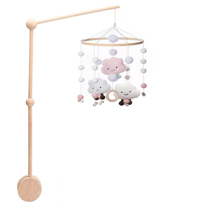 Baby Rattles Crib Mobiles Toy Cotton Rabbit Pendant Bed Bell Rotating Music Rattles for Cots Projection Infant Wooden Toys