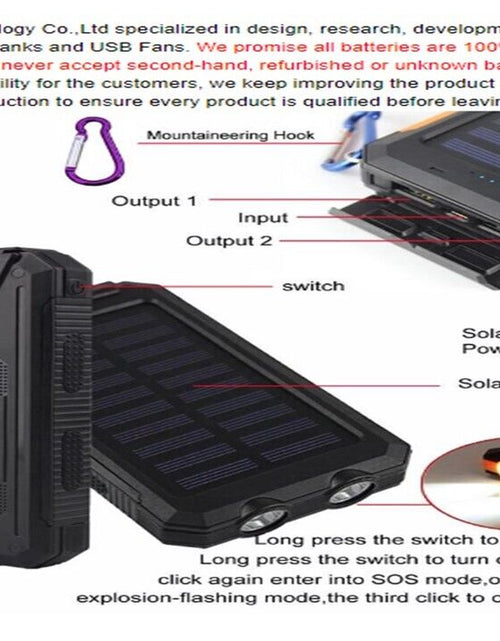 Load image into Gallery viewer, 20,000 Mah Portable External Solar Power Bank for Phone Tablet Dual USB Port
