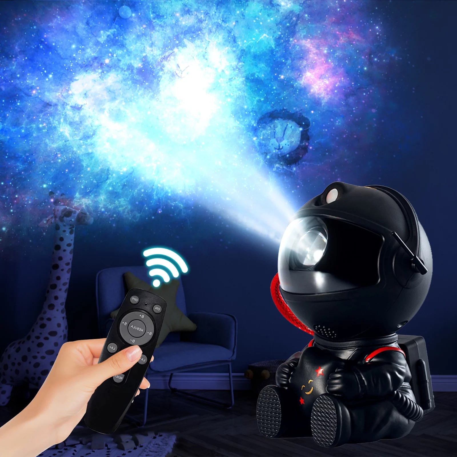 Astronaut Star Galaxy Projector Starry Nebula Ceiling LED Lamp with Remote, 8 Light Effects and 360° Adjustable for Kids Adults