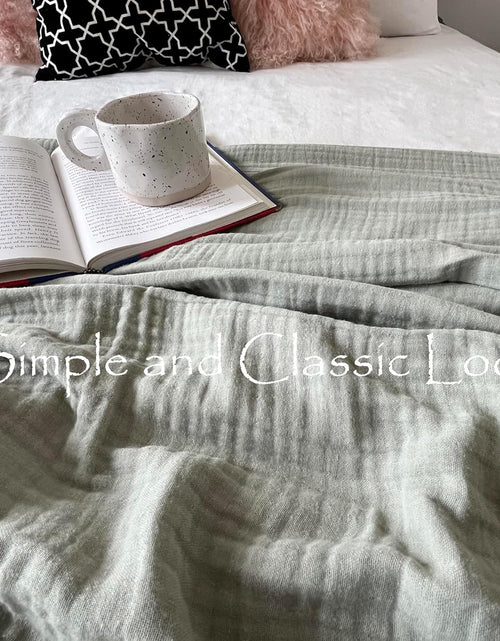 Load image into Gallery viewer, 100% Organic Muslin Cotton Throw Bed Blanket for Couch, Adult, Bed, 4 Layers Pre-Washed Plant Dyed Cotton, Breathable, Soft, Cozy, Lightweight Blanket for All Season (55&quot;X60&quot; Sage Green)
