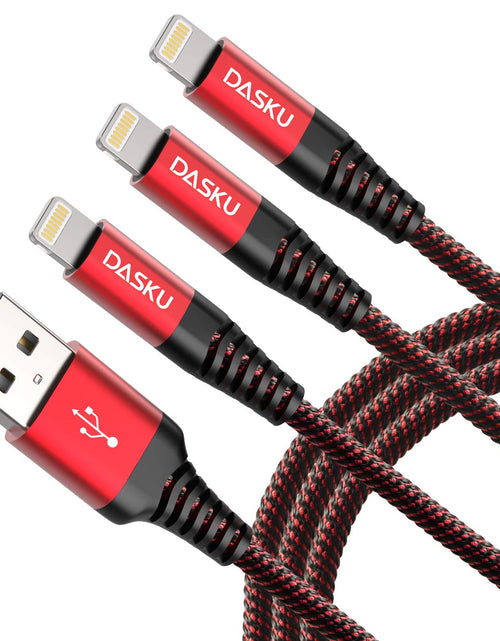 Load image into Gallery viewer, 3Pack 3FT Lightning Cable Certified Iphone Charger Cable Red Nylon Braided Fast Charging Cord Compatible with Iphone 13/12/11/Pro Max/X/Xs Max/Xr /8 Plus/7 Plus/6S Plus/6 Plus/Ipad
