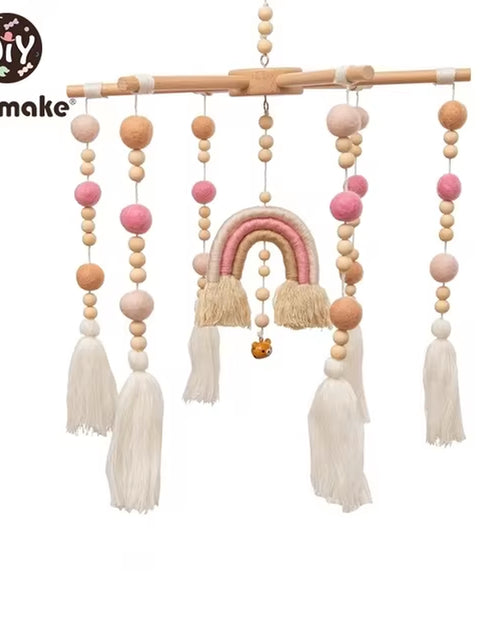 Load image into Gallery viewer, Baby Rattles Crib Mobiles Toy Cotton Rabbit Pendant Bed Bell Rotating Music Rattles for Cots Projection Infant Wooden Toys
