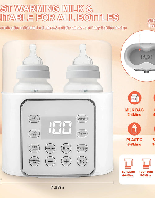 Load image into Gallery viewer, Baby , 9 in 1 Double Bottles Milk Warmer for Baby, Fast Food Heater &amp; Defrost Warmer with Timer, LCD Display, Timer &amp; 24H Temperature Control for Breastmilk &amp; Formula
