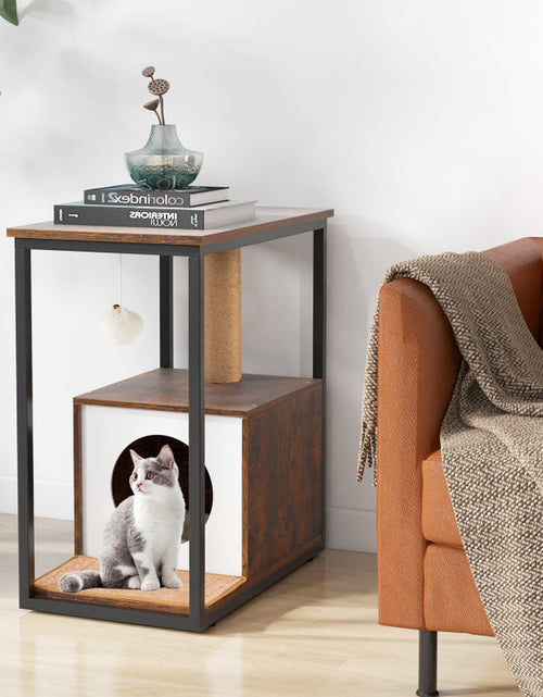 Load image into Gallery viewer, Cat Furniture End Table Cat House with Scratching Post
