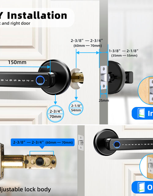 Load image into Gallery viewer, Smart Door Lock,Keyless Entry Door Lock with Handle,Fingerprint Door Lock with Tuya App,Smart Door Knob with Key for Home Bedroom
