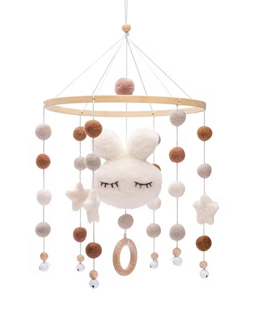 Load image into Gallery viewer, Baby Rattles Crib Mobiles Toy Cotton Rabbit Pendant Bed Bell Rotating Music Rattles for Cots Projection Infant Wooden Toys
