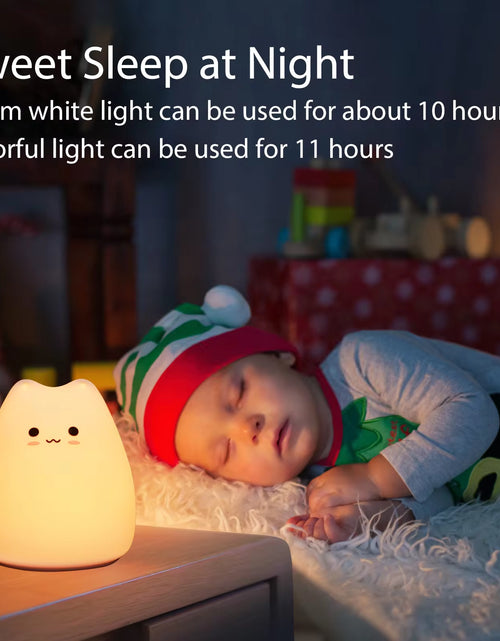 Load image into Gallery viewer, Mini Kawaii Popular Cat Baby Night Lamp 7-Color Pat Touch Color-Changing Eye Protection Bedroom Bedside Nightlight Gift Children
